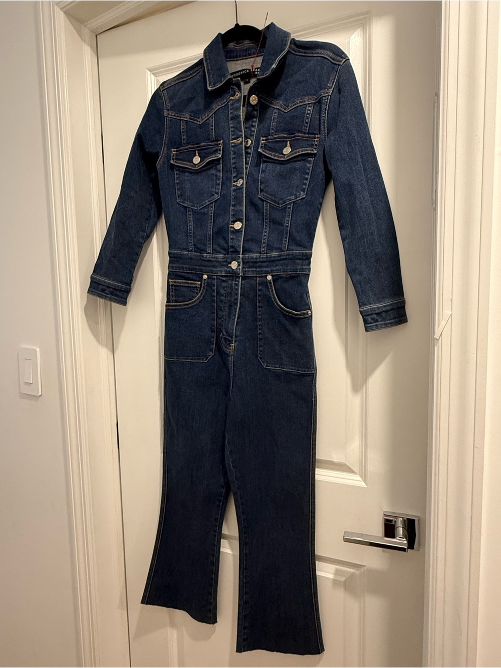 Veronica beard denim cropped romper size 2